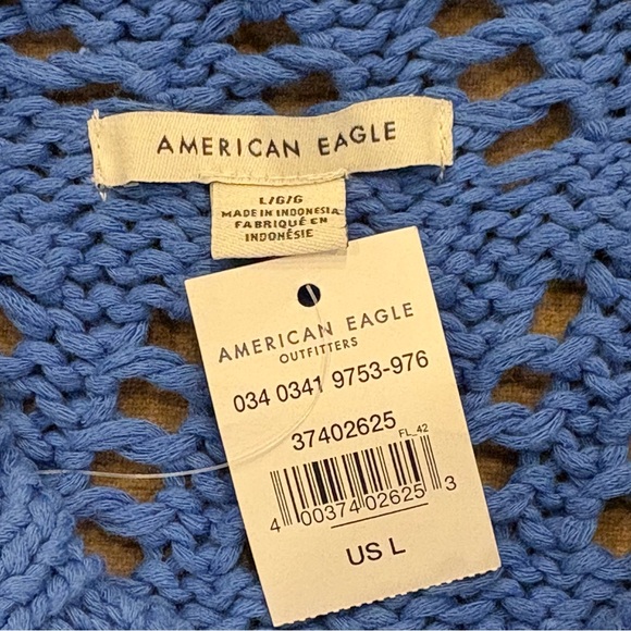 AE Open Knit Sweater Blue Size Large NWT - Picture 9 of 10